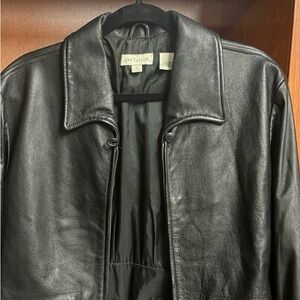 Dark brown leather jacket, Ann Taylor petites size 6